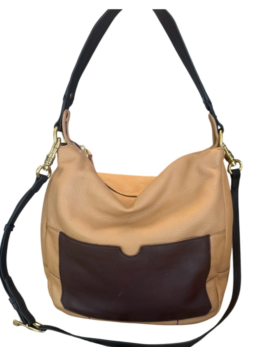 OrYany Two Tone Italian Pebbled Leather Tote Shoulder Bag
